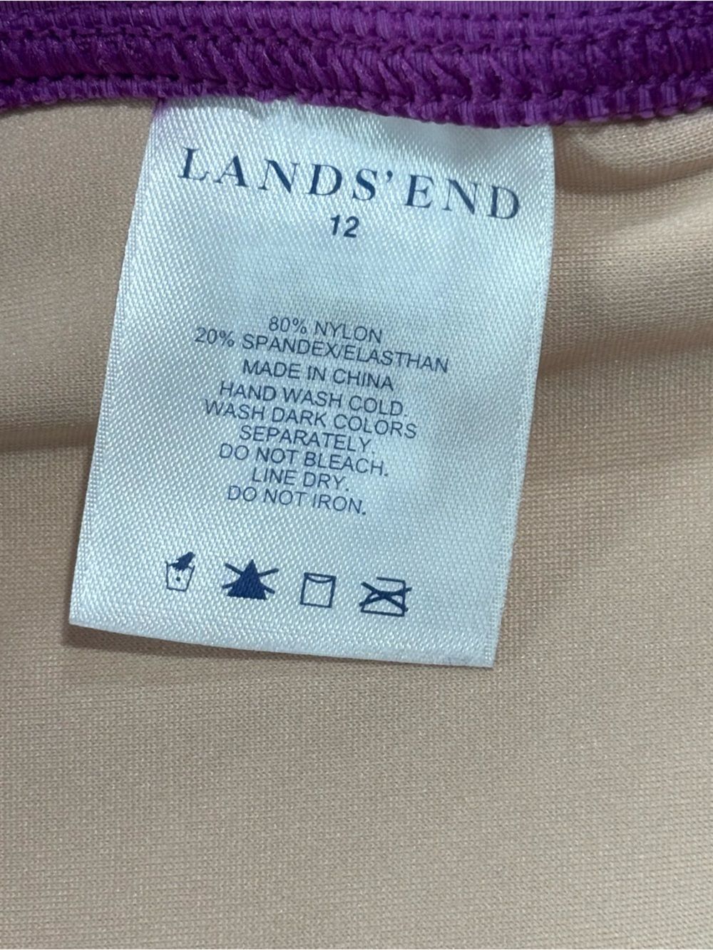 Lands' End Purple Swim Skort with Nude Lining Swimsuit Bathing Suit Women’s 12 - Picture 11 of 13